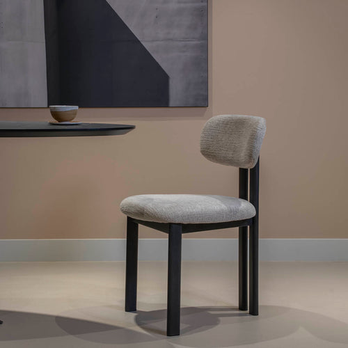 Giga Meubel Eetkamerstoel Noor - Beige/Zwart - 51x53x81cm - Set van 2