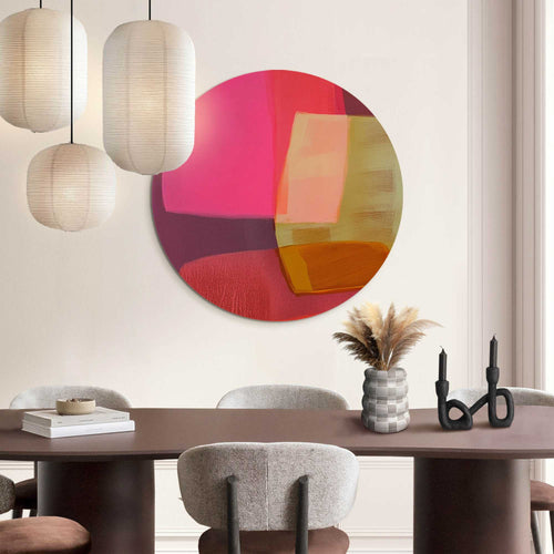 Reinders Roze tinten II glasschilderij -  roze - woonkamer - Ø 70cm