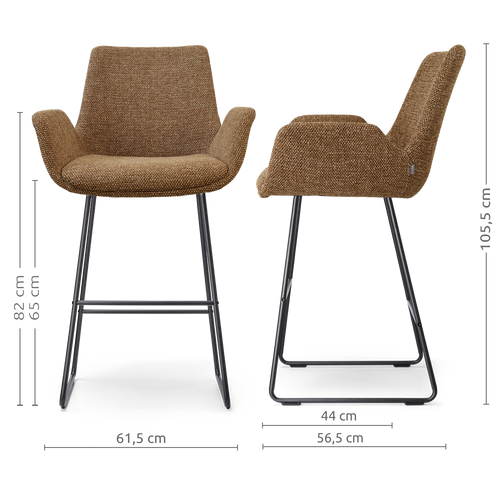 Nolon Nino-Eef barkruk bruin blend - zwart onderstel - 65 cm