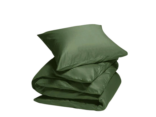 Yumeko dekbedovertrek katoen satijn mid olive 140x220 + 1/60x70 - vtwonen shop