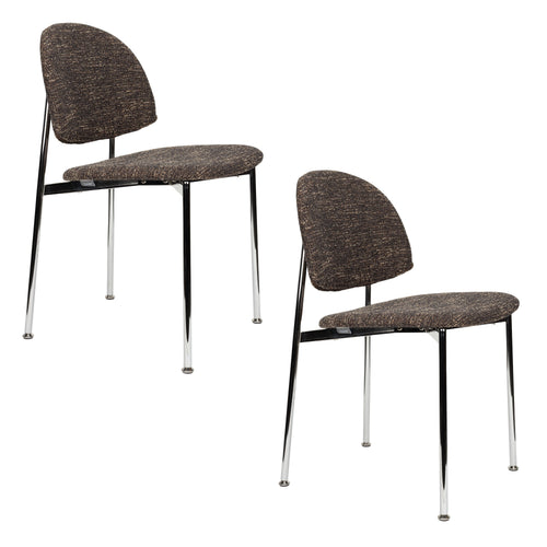 Zuiver Sunrise Eetkamerstoelen Chrome/Bruin - Set van 2