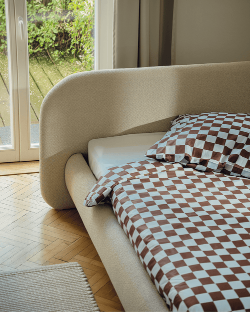 noo.ma Mumo gestoffeerd bed 140x200 Desert Beige Bouclé