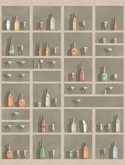 Sanders & Sanders fotobehang drankkast grijs en meerkleurig - 280 x 159 cm - 640096 - vtwonen shop