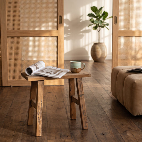 Raw Materials Java carpenter teak bijzettafel/bankje - 35x16x30 cm