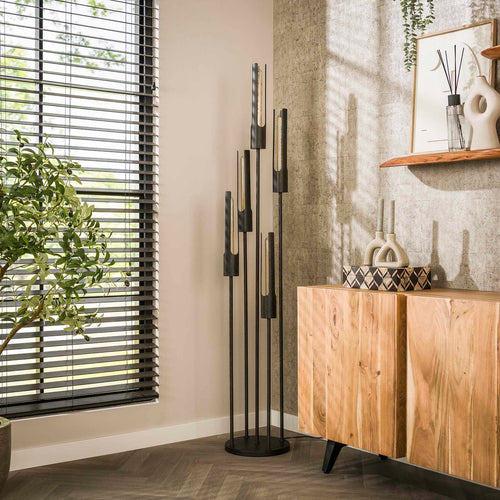 Giga Meubel Vloerlamp Tube - Zwart Metaal - 5-Lichts - 30x30x176cm - vtwonen shop
