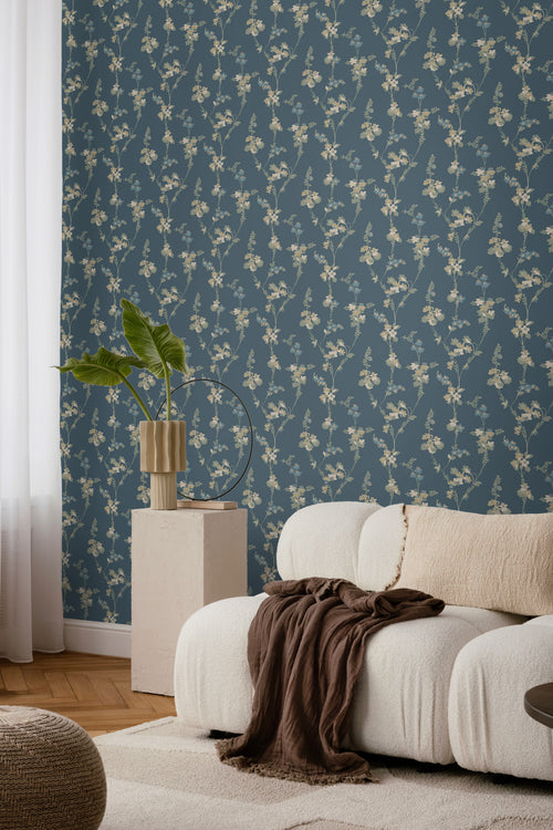 Borastapeter behang bloemen vergrijsd blauw - 53 cm x 10.05 m - 660844 - vtwonen shop