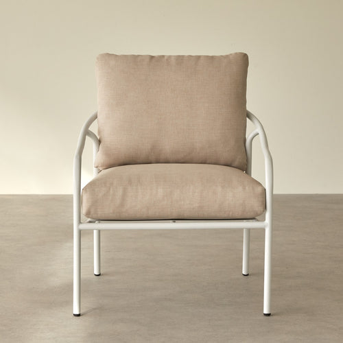 Tikamoon Tuinstoel van ecrukleurige stof en wit metaal - Beige