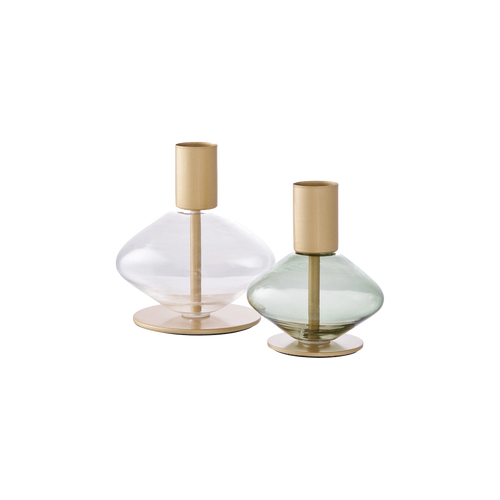 Artichok Wieke Glazen Kandelaar Goud - Set Van 2 - vtwonen shop