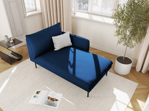Cosmopolitan Design rechter chaise longue Vienna flueel, koningsblauw - 170x110x95cm