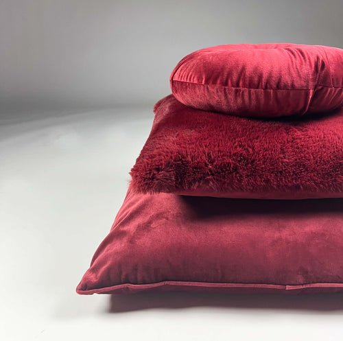 FINN - Kussenhoes 60x60 cm - velvet - effen kleur - Merlot - rood