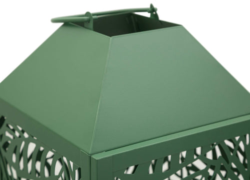 Set van 2 metalen lantaarns groen 18x18x44 - 14x14x34 cm