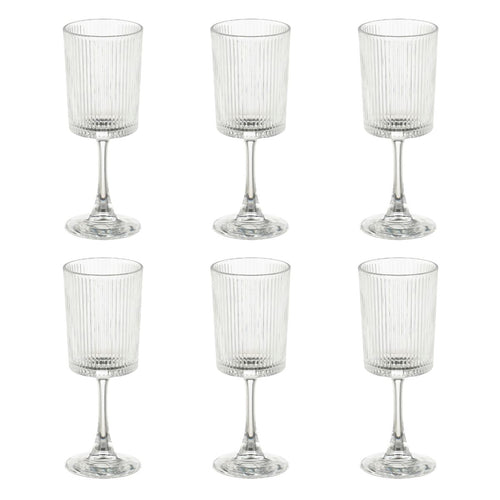 Mica Decorations Grigio Wijnglas - Transparant Wijnglas met Ribbelstructuur - Wijnglas van Glas voor Wijn, Water of Feestelijke Dranken - H19 x Ø7 cm