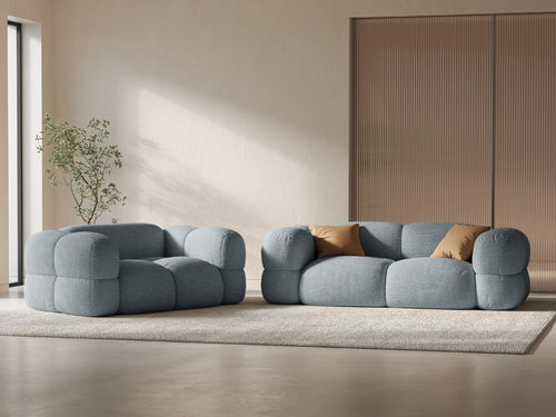 Cosmopolitan Design Bank Loretto 3-zits, structurele stof pastelblauw - 100x210x68cm