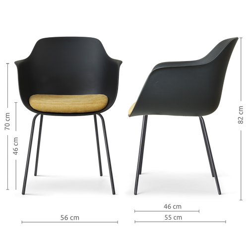 Nolon Nora-Liz eetkamerstoel zwart met warm oker zitkussen - zwart onderstel