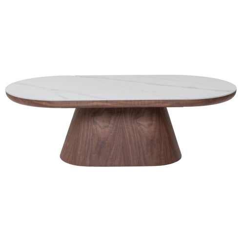 Giga Meubel Salontafel Alba - Ovaal Walnoot Hout/Keramisch - 120x60x38cm