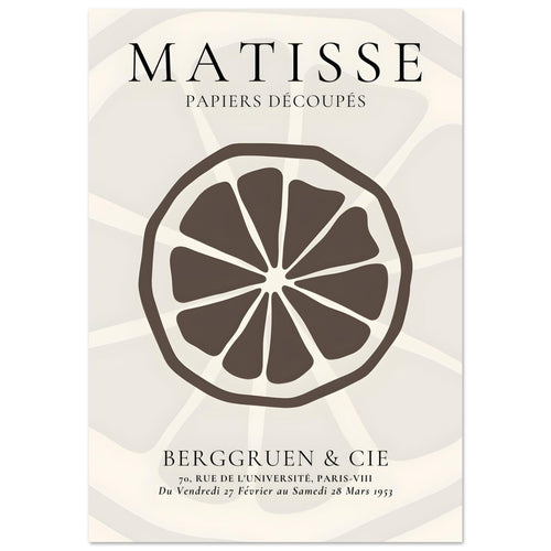 Artfulprints Poster met Lijst Matisse – Slice of an orange   - 70x100 cm - Grijs