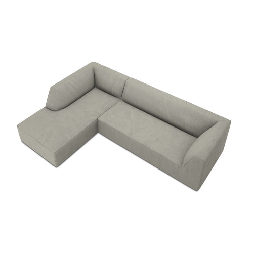Cosmopolitan Design - Modulaire hoekbank links Siena 4-zits, ribfluwelen lichtgrijs - 180x273x69cm