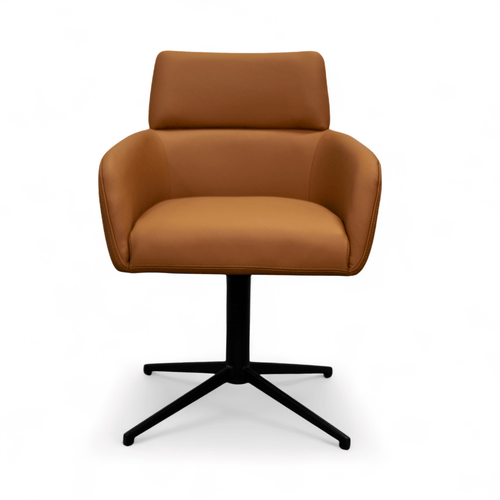 Furnhouse eetkamerstoelen armleuning Marco - Cognacbruin - Leer - Set van 2