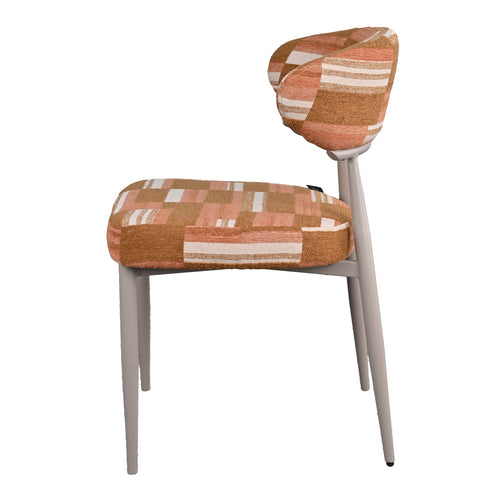 DÉJA Living Eetkamerstoel Nora - Terracotta/Greige Stof - Set van 2