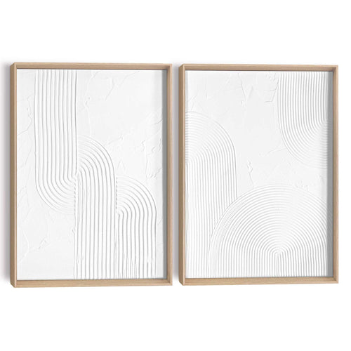 Reinders Bogen abstracte wanddecoratie set met structuur -  wit - woonkamer - 40x30cm
