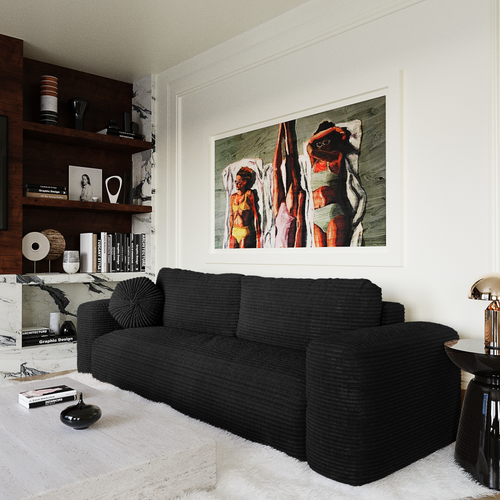 Premium Interiors - Slaapbank met opbergruimte LIOR - xxl-corduroy zwart 260cm
