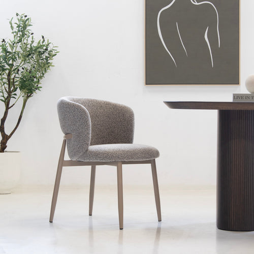 DÉJA Living Eetkamerstoel Varde - Stof - Taupe/Beige - Set van 2