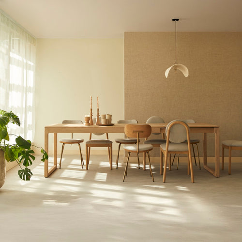 Tikamoon Uitschuifbare tafel van massief eikenhout 6-12 personen. - Naturel
