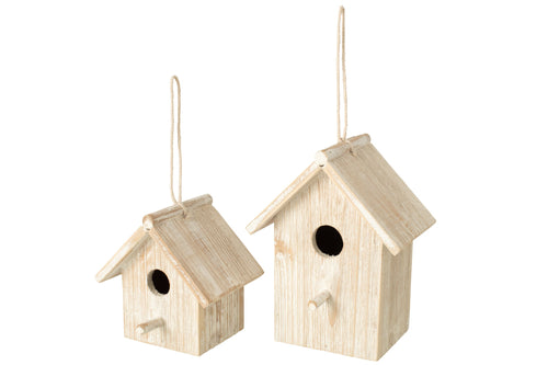 J-Line Vogelhuisje - hout - gebroken wit - large