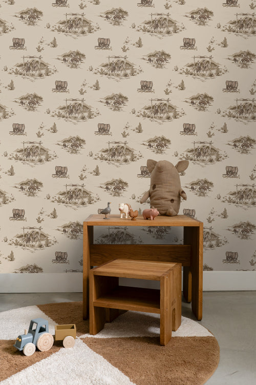 ESTAhome behang cowboys donker beige - 50 x 900 cm - 131410 - vtwonen shop