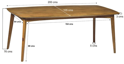 Livingfurn eetkamertafel Elias - 200cm - mangohout - bruin
