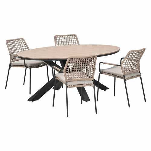 Garden Impressions Tuinset Natas sand 5-delig - Tulli tuintafel 180x115 cm