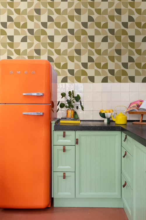 ESTAhome behang retro ornamenten olijfgroen - 50 x 900 cm - 132022