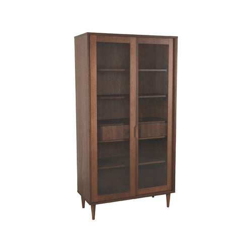 LABEL51 Vitrinekast Jule - Bruin Eikenhout - 100x49x180cm - vtwonen shop