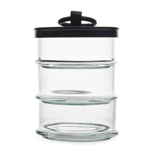 Rivièra Maison Cordoba Triple Storage Jar black - Aluminium, Glas - Zwart - vtwonen shop