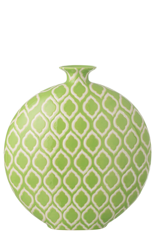 J-Line vaas Geruit - porselein - groen/wit - large