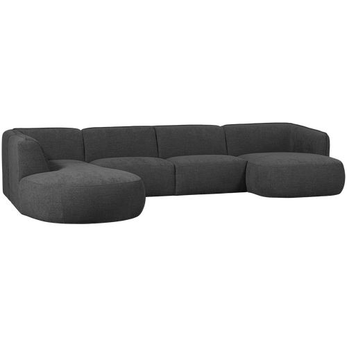 WOOOD bank links Polly - Polyester - Grijs - 71x353x150/245 - vtwonen shop