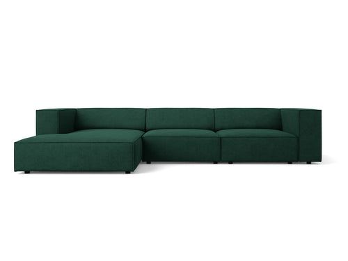 Cosmopolitan Design linker hoekbank Arendal 4-zits, chenille met ribbeleffect, flessengroen - 166x284x70cm