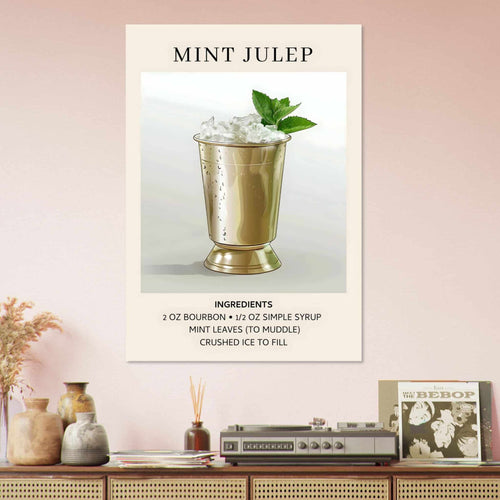 Artfulprints  Mint Julep cocktail - Ingredients   poster 30x40 cm - vtwonen shop