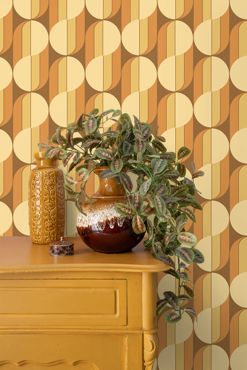 ESTAhome behang retro ornamenten oranje en bruin - 50 x 900 cm - 131591 - vtwonen shop