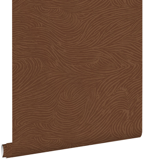 ESTAhome behang 3d golvende lijnen terracotta - 50 x 900 cm - 131368 - vtwonen shop