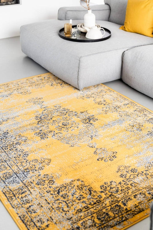 Vintage Vloerkleed Bloom - Okergeel - EVA Interior