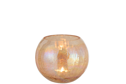 J-Line windlicht Bol Craquelé Parel Effect - glas - amber - large