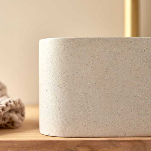 Tikamoon Vierkante waskom in crème terrazzo b. 39 cm - Beige