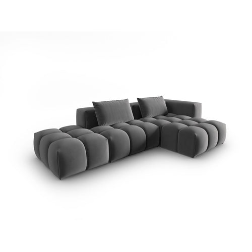 Cosmopolitan Design - Modulaire hoekbank rechts Verona 4-zits, flueel warm grijs - 145x265x70cm