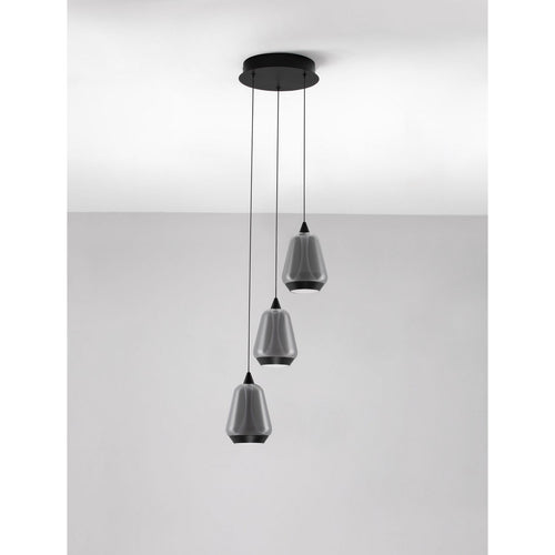 Nova Luce ALISH Hanglamp met clusterdesign, matzwart, rookkleurig, Triac dimbare LED 24W 990lm 3000K