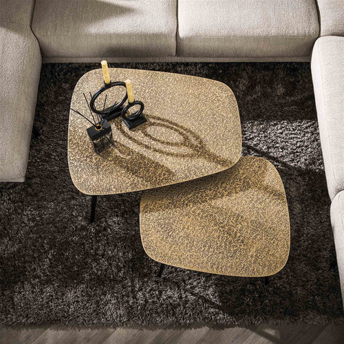 Giga Meubel Salontafel Metallic - Brons Metaal - Set van 2 - 80x70x35cm - vtwonen shop