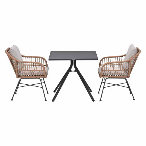 Garden Impressions Bistro tuinset Lucas bruin 3-delig - Rimini tuintafel 80x80 cm