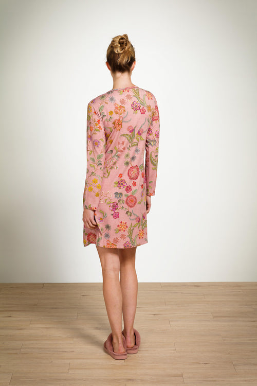 Pip Studio - Dana Nachthemd Lange Mouw Dames - Coco Flower - Koraal - M - vtwonen shop