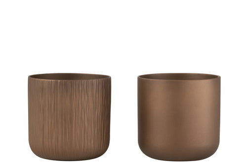 J-Line bloempot Gen - keramiek - goud/koper - extra large  - 2 stuks - Ø 21 cm - vtwonen shop