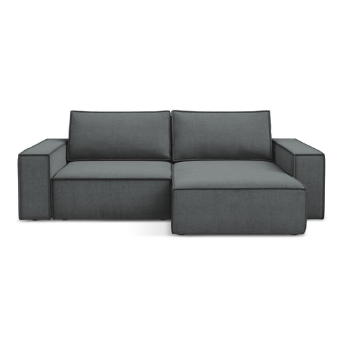 LaMiaSofa hoekbank rechts Livorno - textuurstof - grijs - 257x148x82